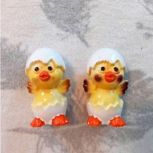 Vintage Anthropomorphic Baby Chick Duck Egg Salt & Pepper Shakers Japan Ceramic